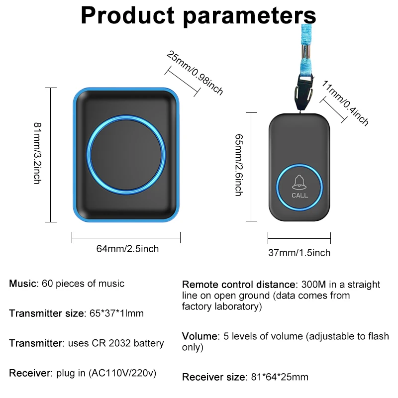 Wireless Doorbell Elderly Pager Emergency Button Paramedic Pager Full Alert Alarm Patient Senior Care Home Door Bell EU US Plug