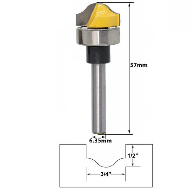 1pc 6 1/4 8mm 1/2" Faux Panel Ogee Router Bit Arc-shaped Riving Tungsten Carbide Woodworking Milling Cutter for Wood