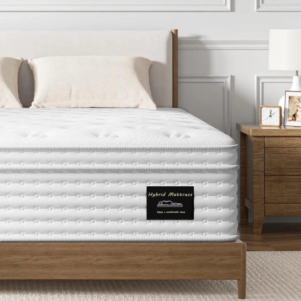 Queen Mattress - 14 Inch Plush Hybrid Mattress in a Box - Soft Memory Foam and Individual Pocket Springs, Mattress