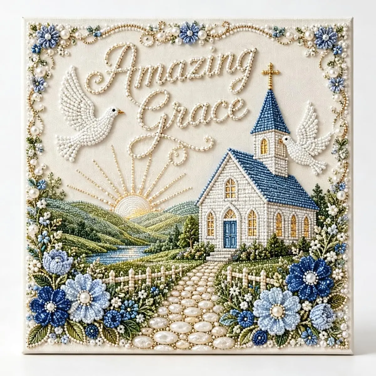 Sacred Hymn Pearl Art Kit Collection, Beginner-Friendly DIY Faith Inspired Craft Set, Religious Wall Hanging Decor, Handmade Spiritual Home Accent Gift