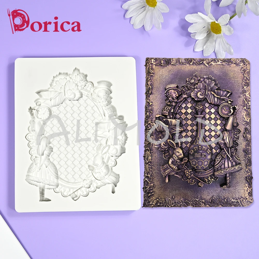 Wonderland Princess Frame Relief Silicone Mold Chocolate Fondant Mould DIY Resin Clay Model Cake Decorating Supplies Bakeware