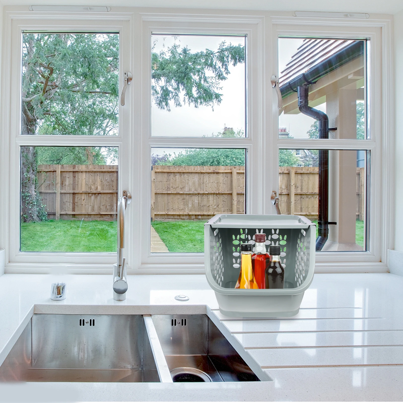 

Kitchen Storage Basket Stackable Vegetable Organizer Reusable Plastic Fruit Holder Space-Saving Pantry Container for Snacks