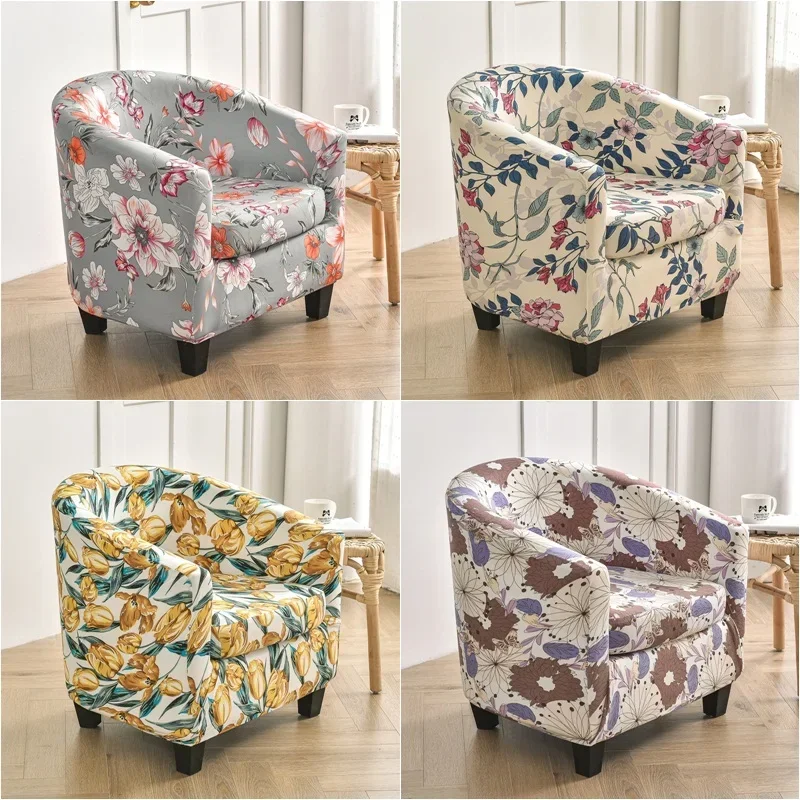 Flowers Armchairs Covers Elastic Spandex Sofa Cover for Living Room Ottoman Cover Office Sofa Slipcover With Seat Cushion Covers