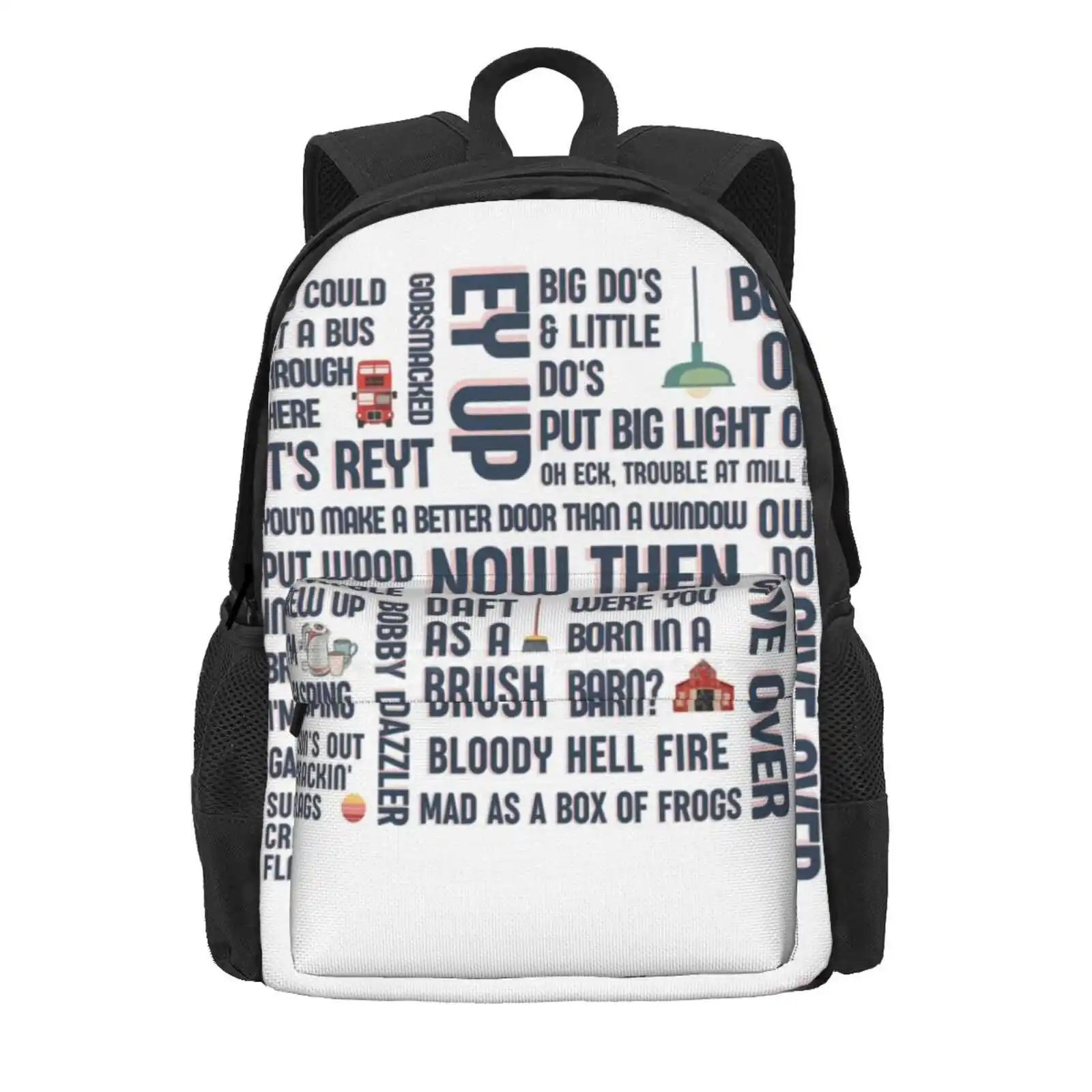 Lancashire Phrases - Northern Humour - British Sayings - Lanky Slang Hot Sale Schoolbag Backpack Fashion Bags Lancashire Phrase