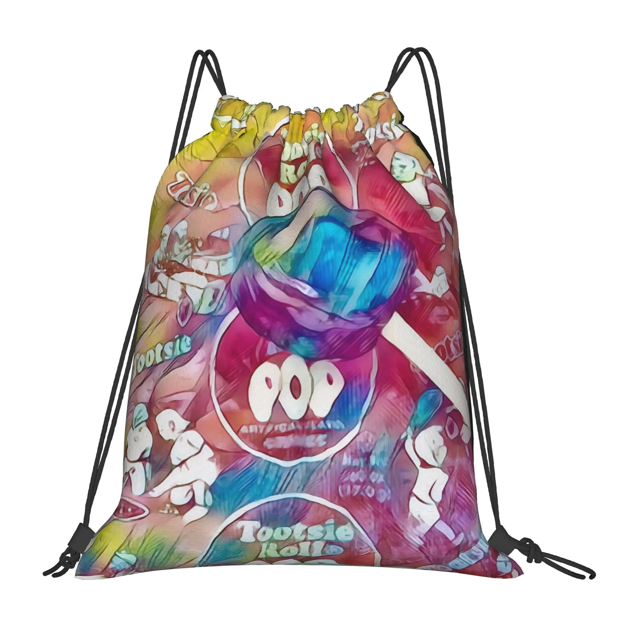 tTootsie Pops Psychedelic Watercolor Portable Hiking Riding Gym Drawstring Storage Sporty Backpacks