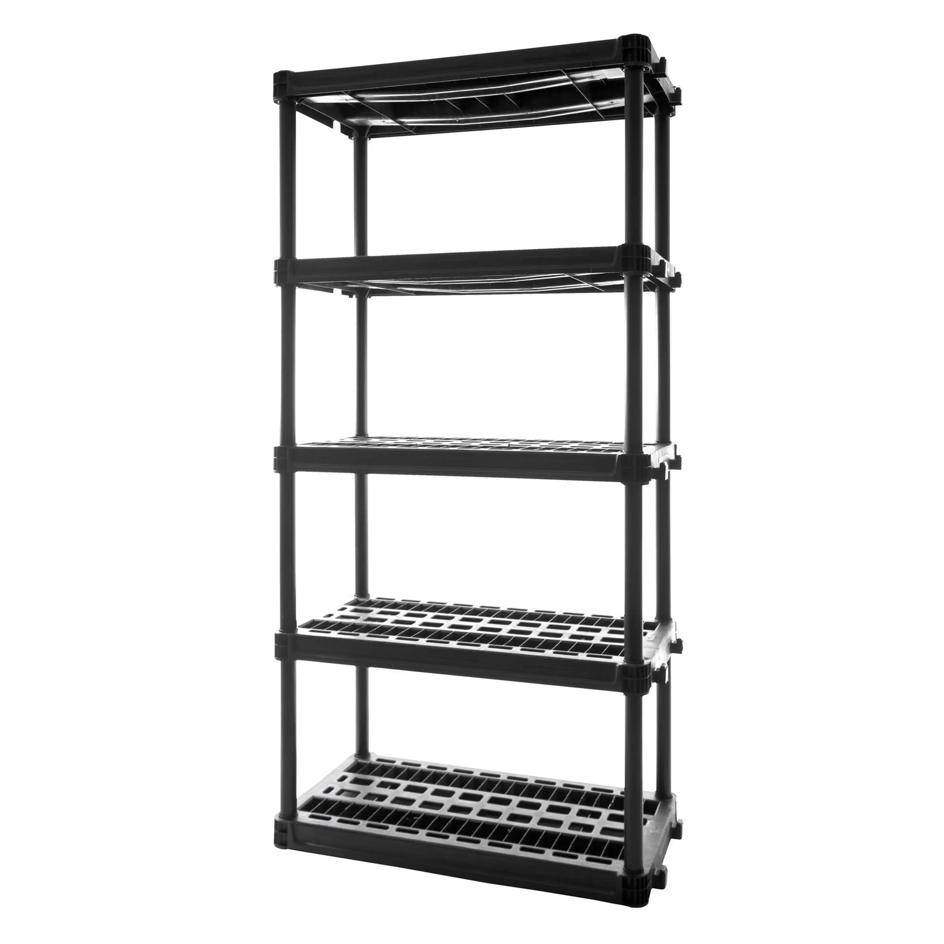

5-Shelf Heavy Duty Plastic Storage Shelves, 73” X 36” X 18", 750lb Capacity