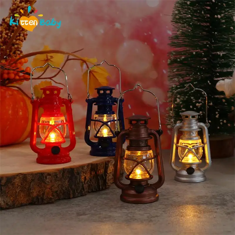 Dolls House Accessories 1/6 1/12 Scale Mini Kerosene Lamp Dollhouse Miniature Lights Oil Lamp Pretend Play Toys DIY Decoration