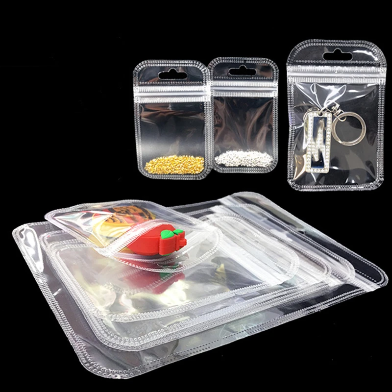 20/50cs Resealable Self Sealing Zipper Clear Plastic Poly Pouch for Jewelry Retail Storage Cookie Candy Small Businesses Package