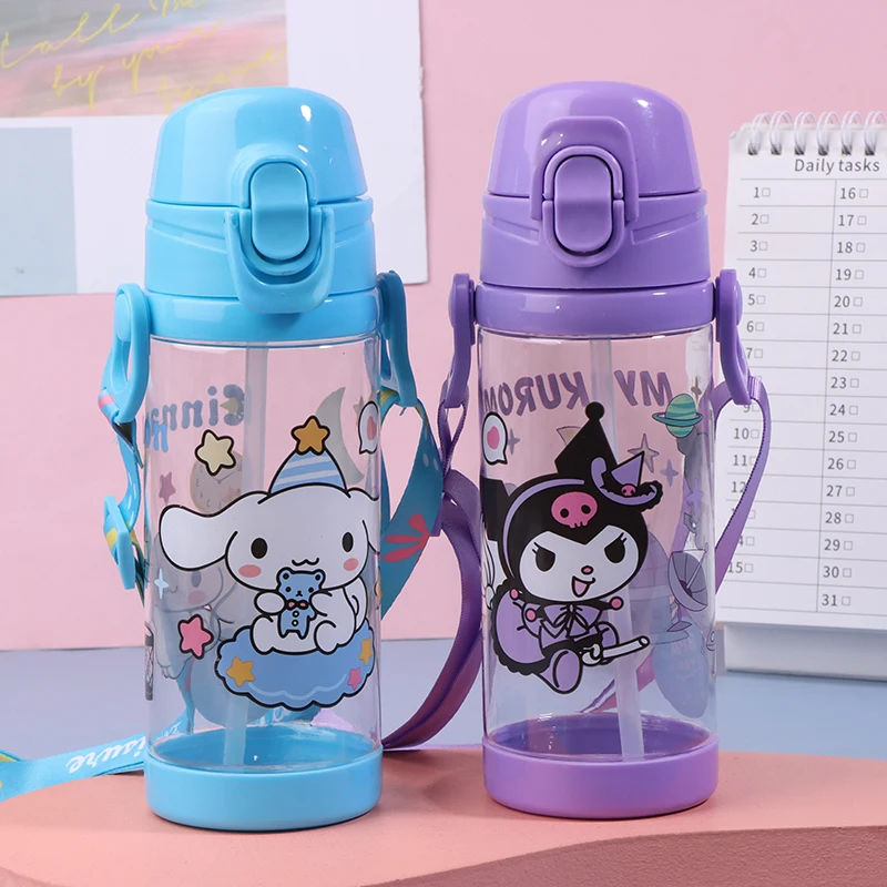 Cartoon Anime Straw Water Bottle Cute Portable Straw Cup Children Water Cup For Home Office School Travel Drink Cups