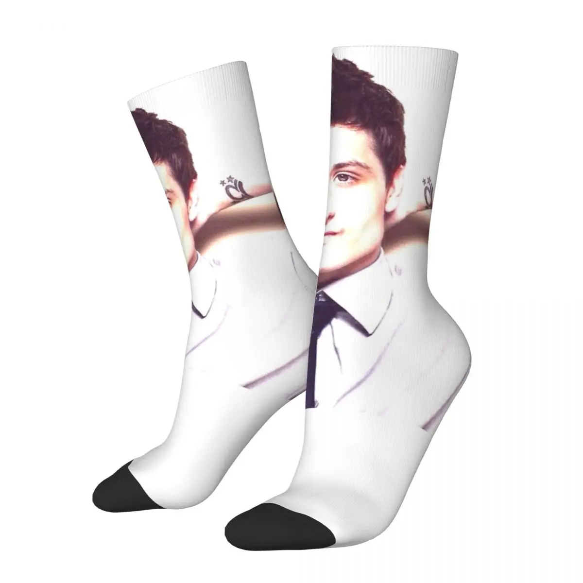 Retro Josh Hutcherson Whistle Meme Sports Socks Peeta Mellark Polyester Long Socks for Unisex Breathable