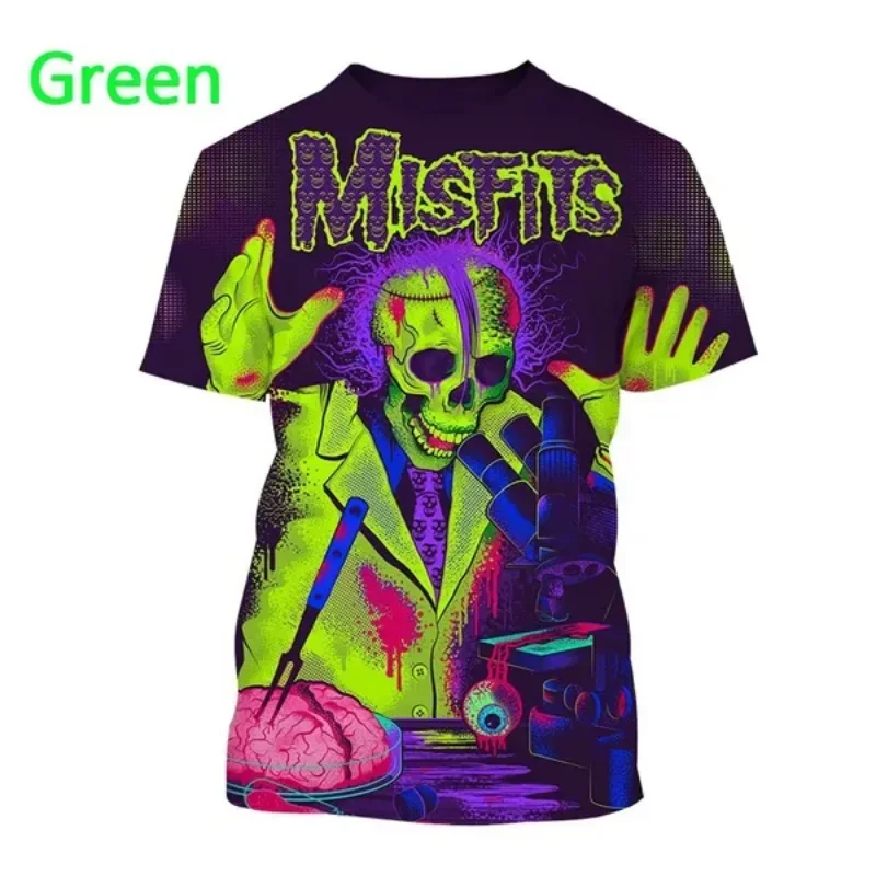 The Misfits 3D Printing Men's Casual T-shirt Trend Cool Short-sleeved Unisex Hip-hop Street Harajuku T-shirt Punk Fun T Shirt