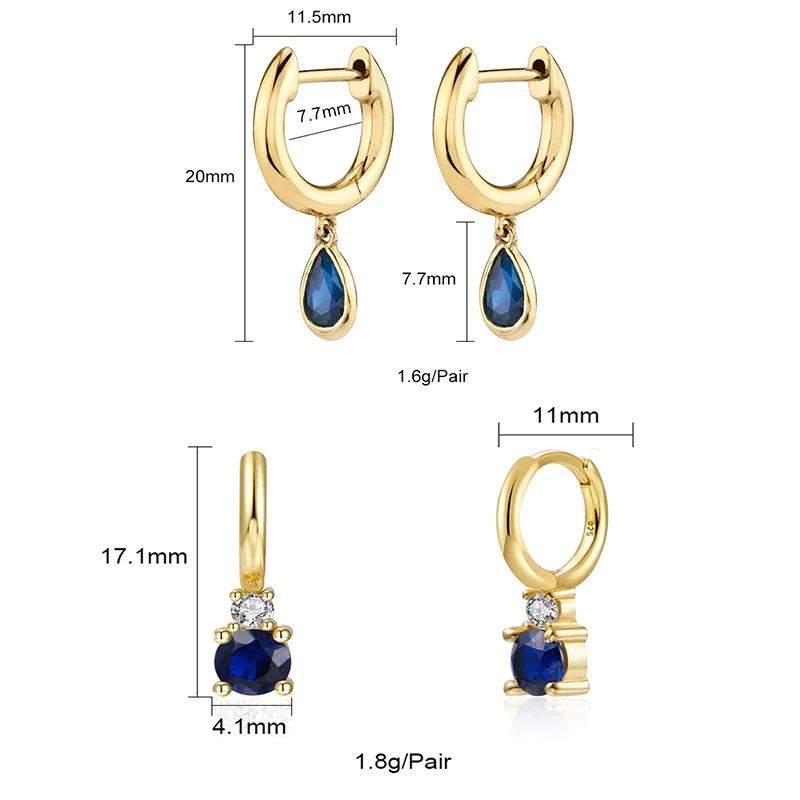 CRMYA Gold color Dangle Earrings For Women Vintage Famale Piercing Royal Blue CZ Zircon Drop Earrings 2023 Jewelry Wholesale