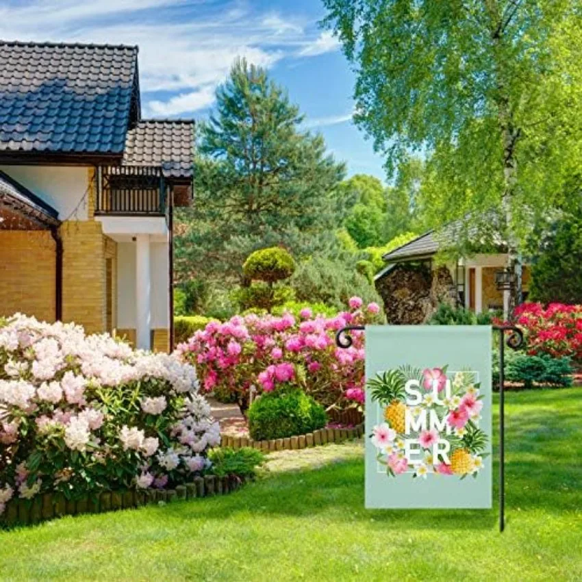 White Sublimation Garden Flags 12PCS 12x18in Blank Polyester DIY Banners for Lawn Yard Outdoor Decor