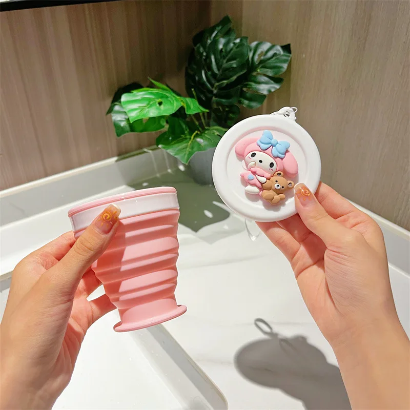 

Sanrio Kawaii Anime My Melody Collapsible Water Cup Cute Sweet Kuromi Cartoon Portable Tumbler Articles for Daily Use Kids Gifts