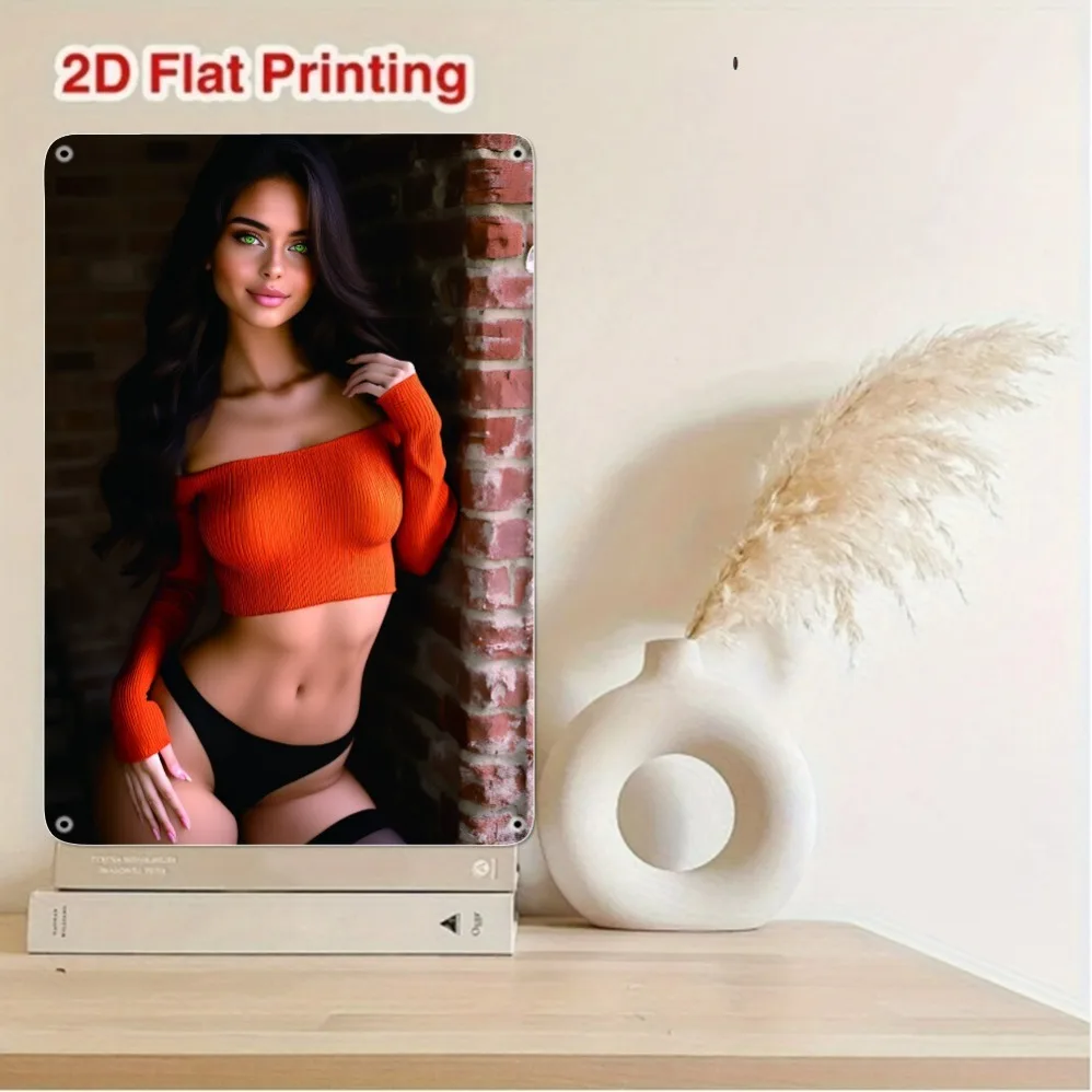 لافتة فنية جدارية معدنية عتيقة مقاس 8 × 12 بوصة - ديكور ريترو مطبوع مسطح ثنائي الأبعاد للمنزل والمقهى والمرآب في الهواء الطلق وحفلات الشاطئ والذكرى السنوية