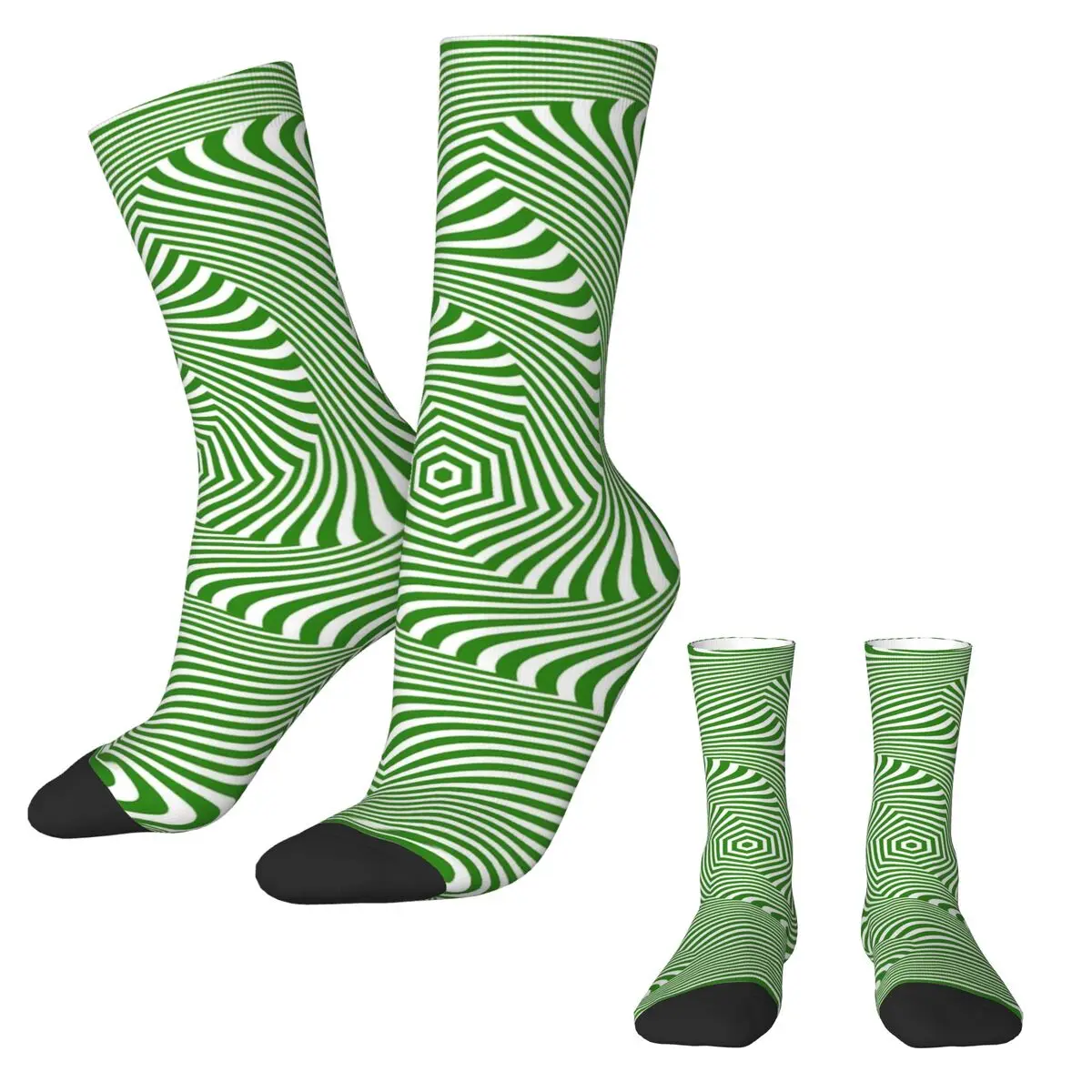 Green Curve Print Socks Swirl Lines Kawaii Stockings Winter Non Slip Couple Socks Soft Design Cycling Socks