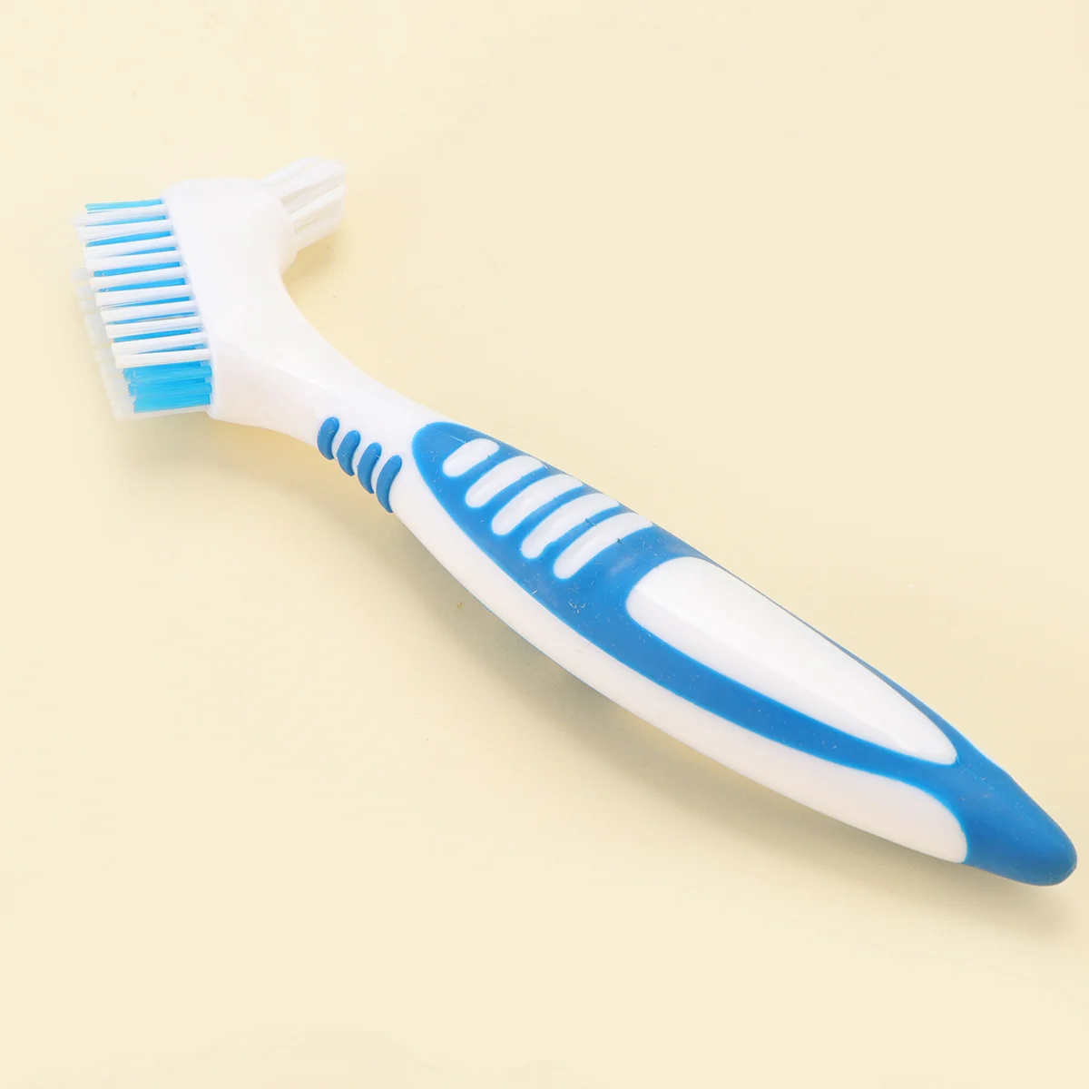 

1Pc Portable Dentures Toothbrush Non-slip Design Denture Cleaning Brush Double Brush Head False Teeth Cleaning Brush with