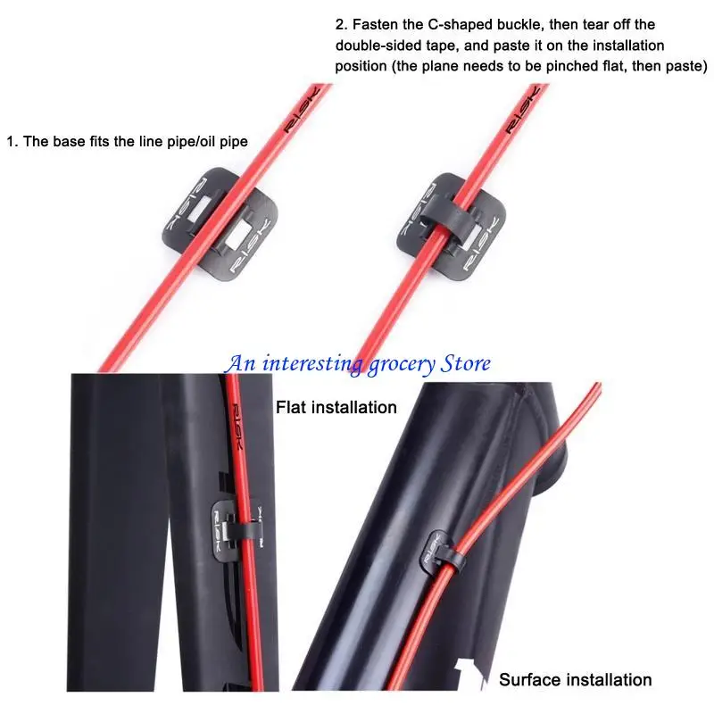 

652D 6Pcs Aluminum Alloy Stick-On Guides C-Clips & Clamps Housing Hose Guide for w/ Adhesive for Seat for Bike Hydraulic Brak