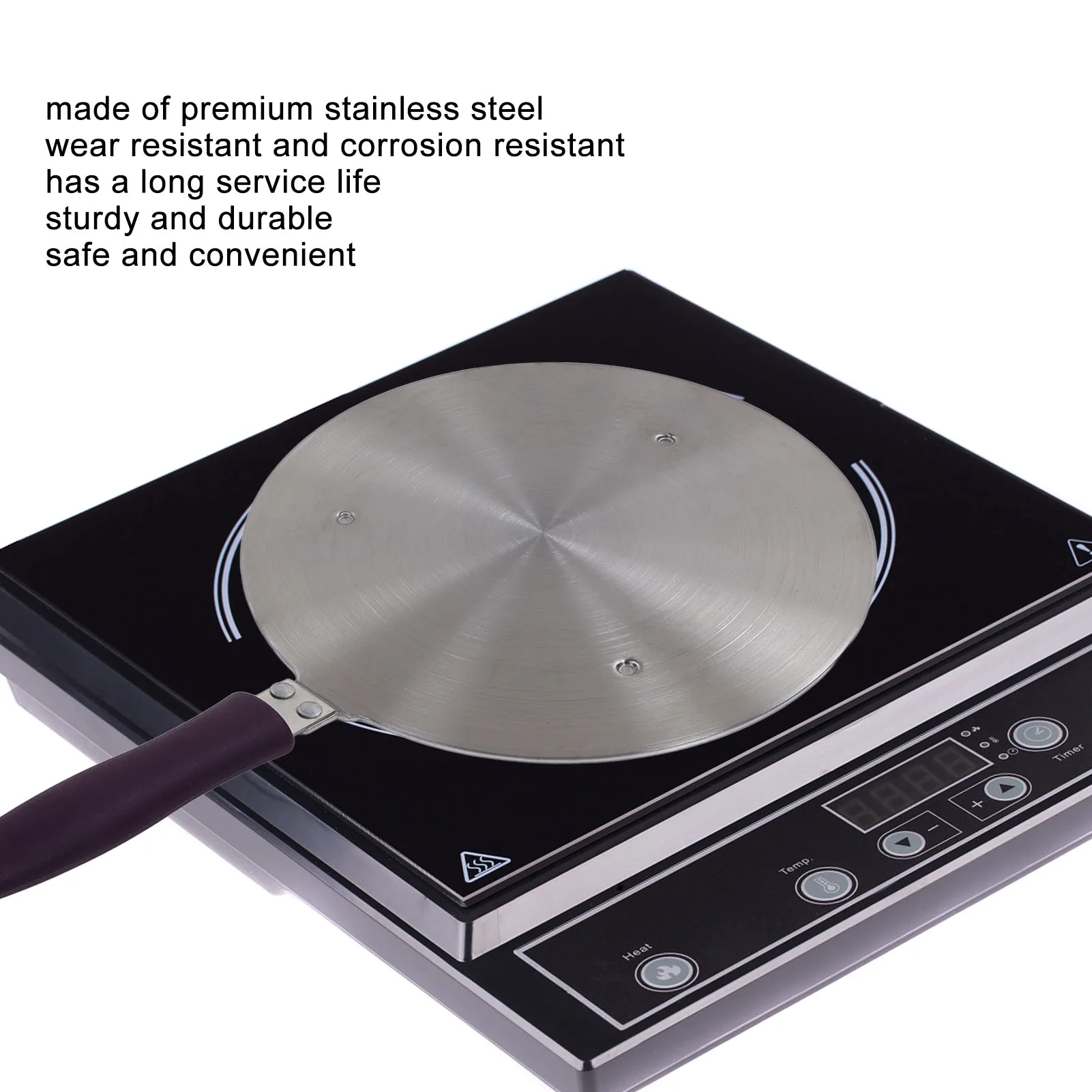 20# 19.5cm Induction Adapter Plate Stainless Steel Heat Diffuser with Purple Handle Kitchen Accessories for Iron Pot Ceramic Pot