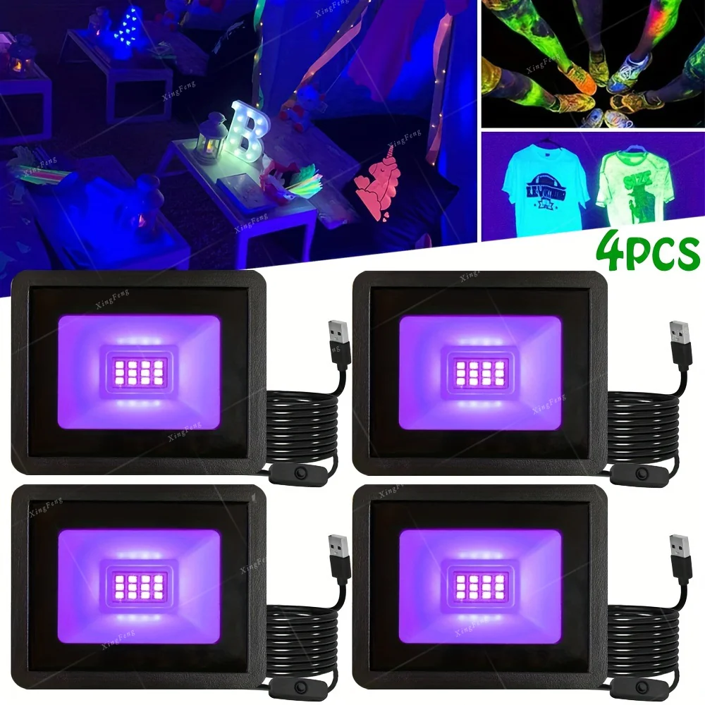 

10W LED UV Spotlight 385-400nm UV Floodlight, Fluorescent Stage Light UV Effect with Switch for Party, DJ, Festival Lighting