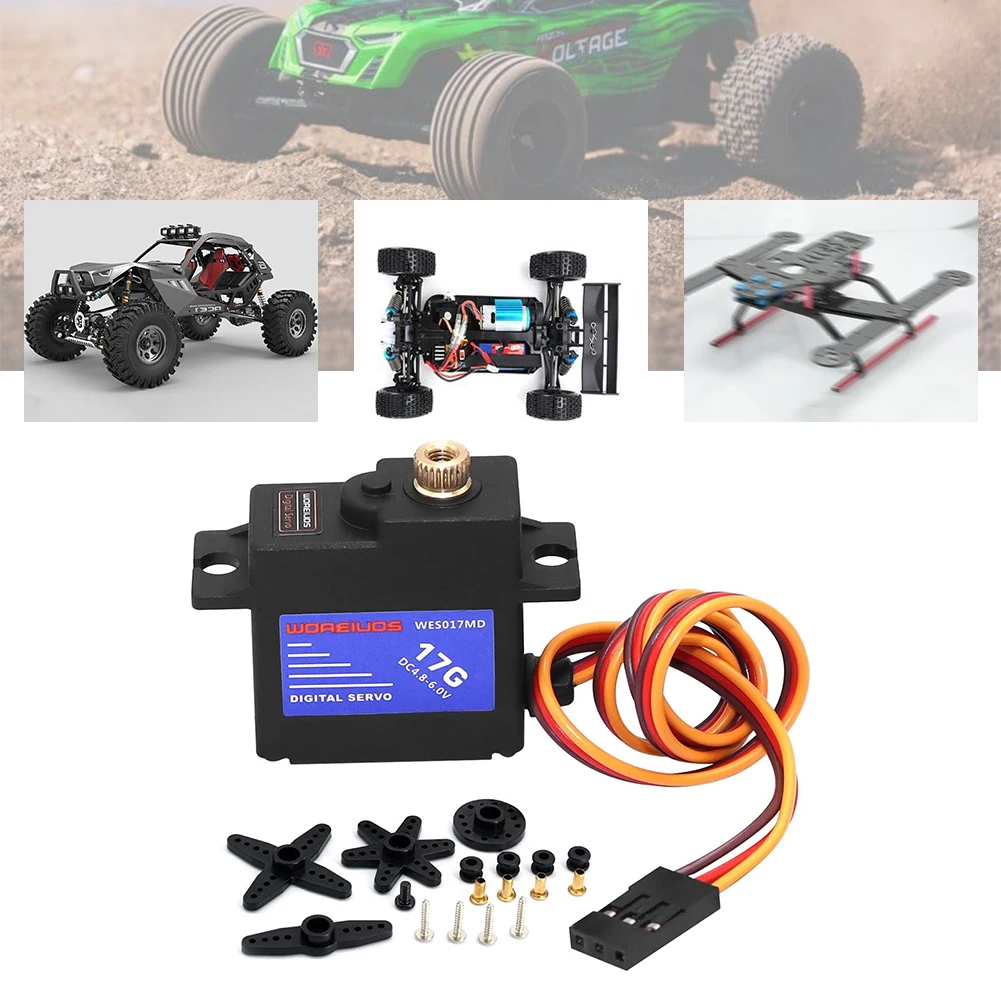 17G RC Digital Servo Waterproof Micro Servo Motor with Servo Horn for 1/18 RC Car Ducted Plane Fixed-Wing Robot Boat