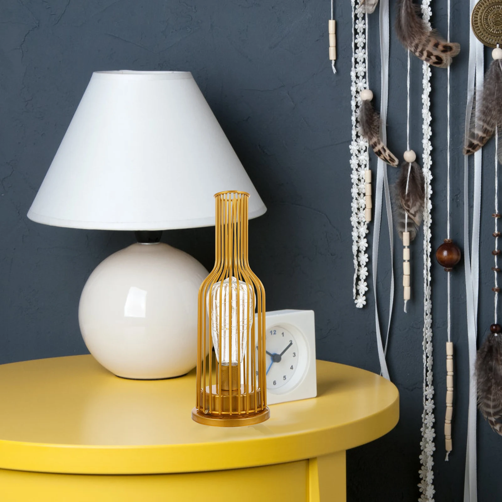 Retro Bottle Desk Lamp Iron Desktop Bedside Table Decorative Small Creative Rustic