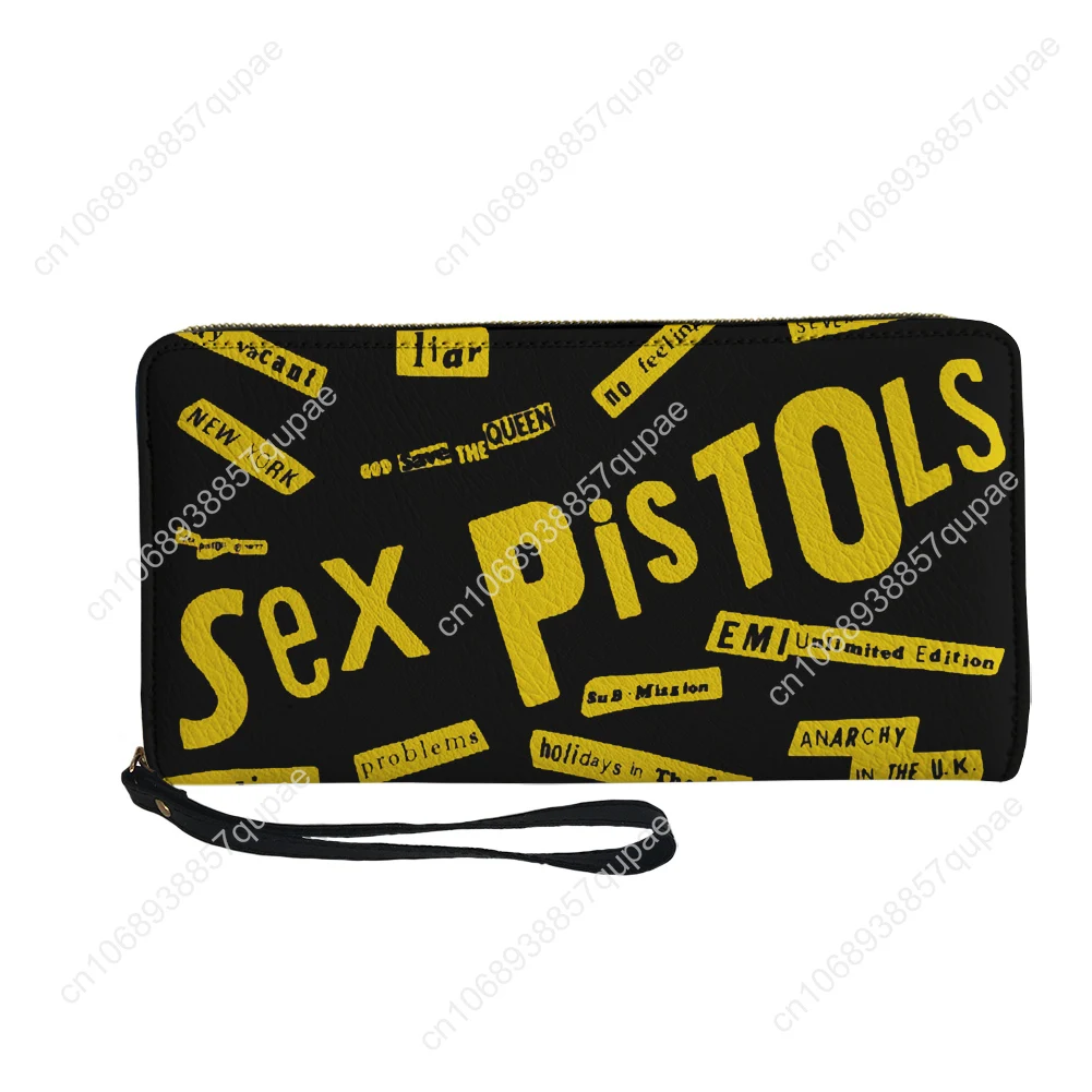 Sex Pistols Rock Band Custom Wallet Purse Mens Womens Teenagers Zipper Long Wallets Double Print  Portable Wallet Gift Bag