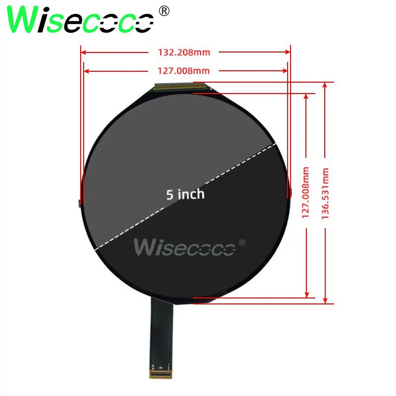 Round LCD Display 5 Inch 1080x1080 Raspberry Pi Smart Home Digital Signage Circular Screen Display MIPI 4lanes 50Pins Panel