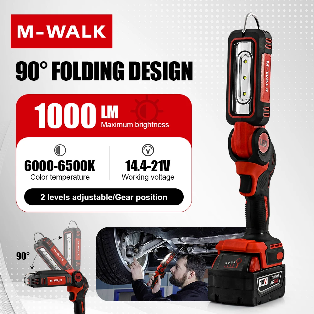 

Перезаряжаемый кемпинговый светодиодный рабочий фонарь с режимами подключения, подходящий для ночной работы, ремонта автомобилей для Milwaukee 18V Battery Pin