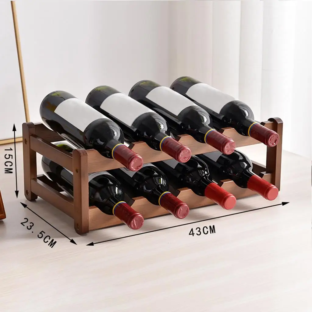 Wine Rack Rustic Stackable Bottle Freestanding Wine Organizer Holder Stand Countertop Alcohol Storage Shelf for Pantry Kitchen