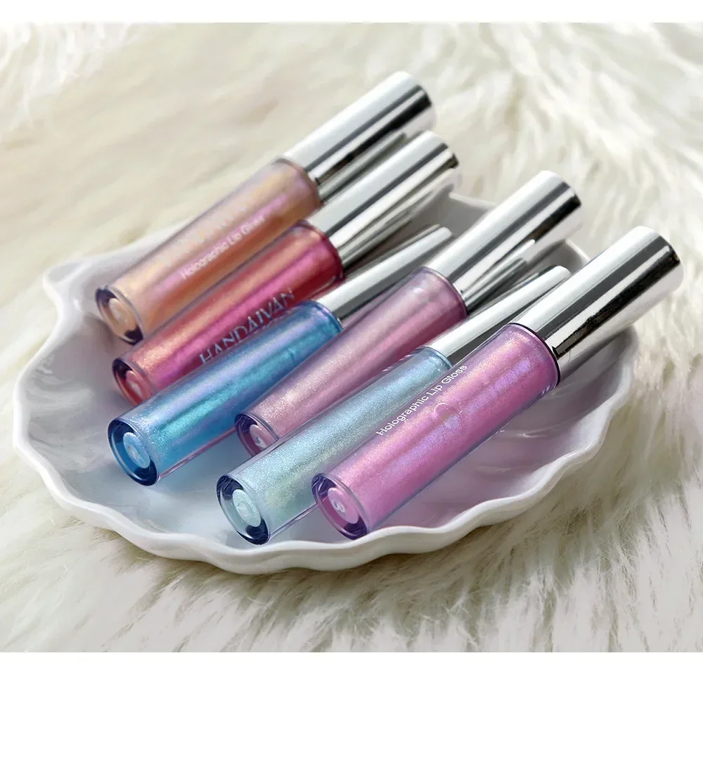 Diamond Shimmer Lip Gloss Laser Holographic Lip Gloss Liquid Lipstick Mermaid Pigment Longlasting Glitter Lip Gloss Lip Makeup