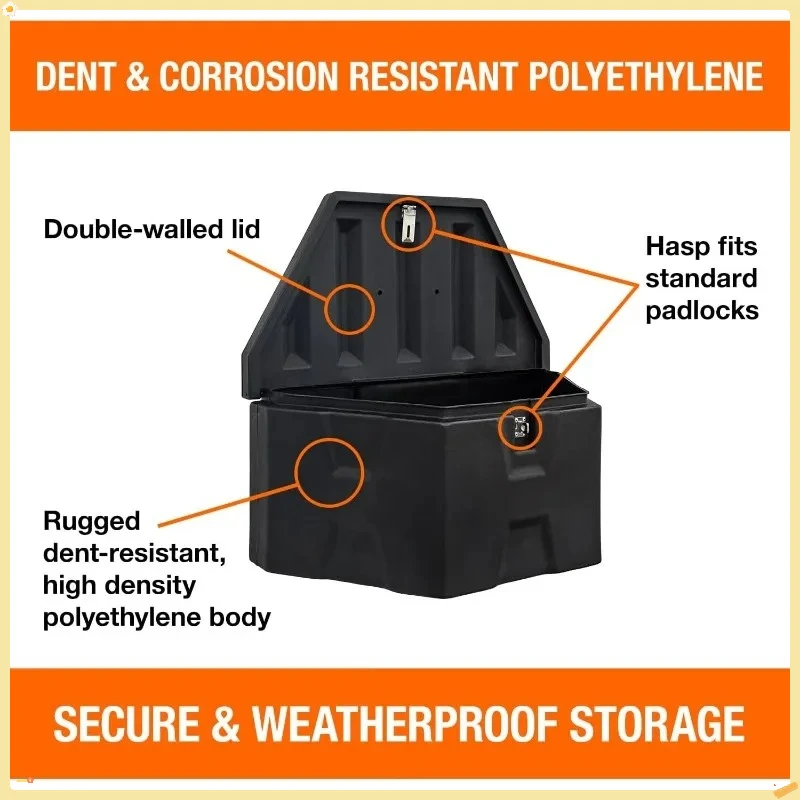 18x19x36" Black Poly Trailer Tongue Storage Box (1701680) - USA-Made, Tool/Cargo Organizer