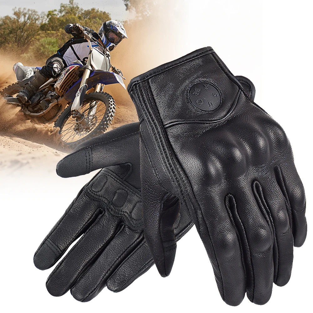 

Full Finger For Outdoor Cycling Motocross Sports Protection Goat Leather Breathable Touch Screen Motorcycle Gloves Racing Glove