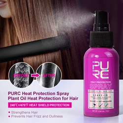 PURC-aceite de argán para el cuidado del cabello, Spray de protección térmica, Alisador, previene el encrespamiento, tratamiento de cabello seco, Productos Profesionales