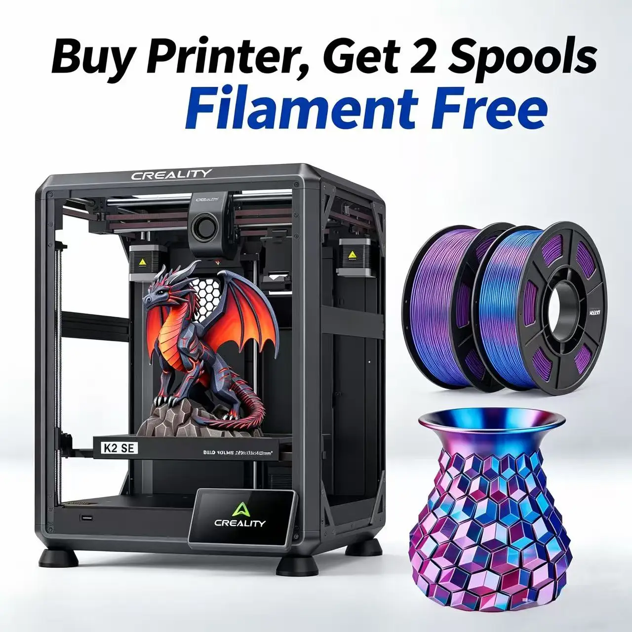 Creality K2 SE FDM 3D Printer 500mm/s High‑Speed Core‑XY Smart Auto Leveling Direct Drive Quick‑Swap Nozzle 220×215×245mm