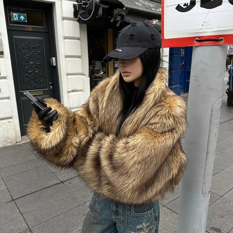 Young Style Faux Fur Jacket for Women's Winter New Item Thickened and Warm Versatile and Slimming Top Coat Female Clothing