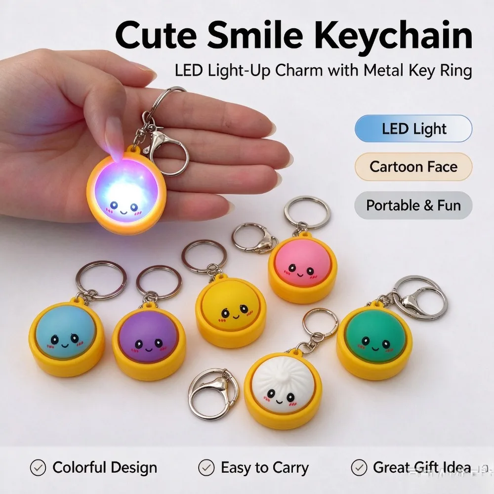Glowing Dumpling Keychain Baozi Shape Stress Relief Bag Charm Random Color