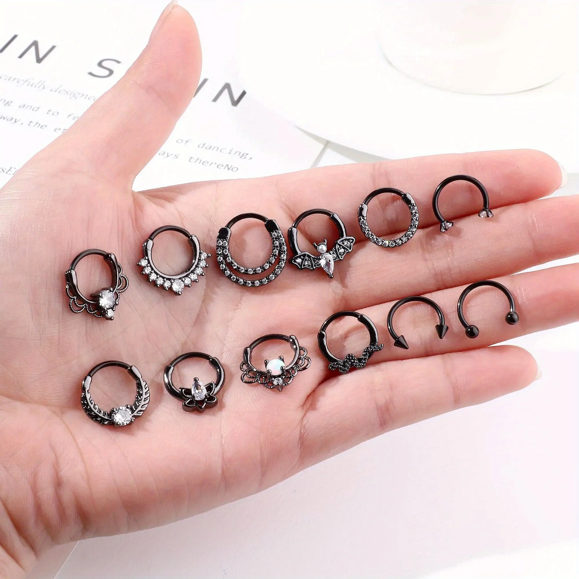 FASACCO 1pc Stainless Steel Septum Rings for Women 16G Earrings Nose Ring Hoop Cartilage Helix Tragus Clicker Piercing Jewelry