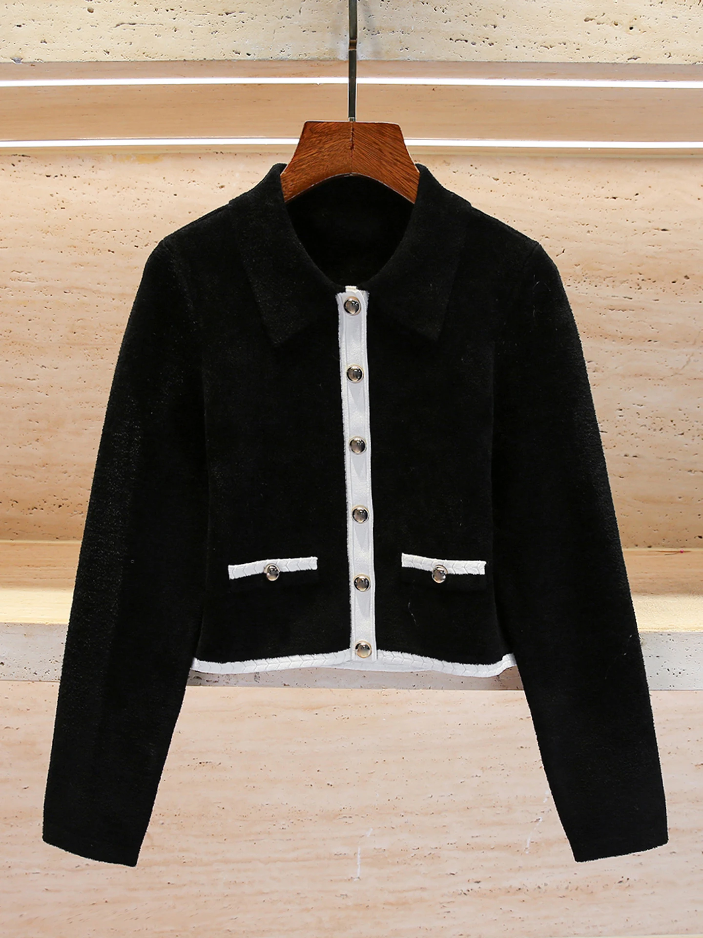 S Home South Oil Cardigan in velluto da donna di fascia alta Jaet Hepburn Sle Autunno 2025 Retro Pendolarismo Vento Or Capispalla