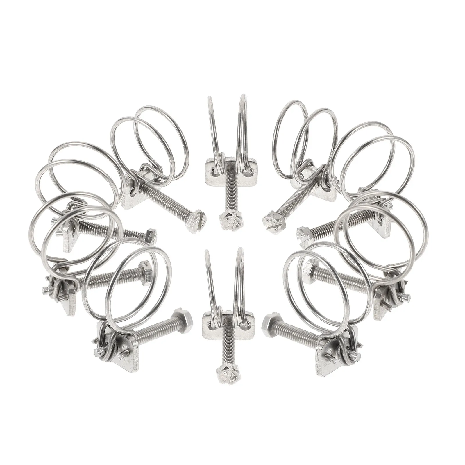 Stainless Steel Hose Clamps 10Pcs Dual Wire Adjustable Corrosion Resistant for Plastic Pipe Laboratory