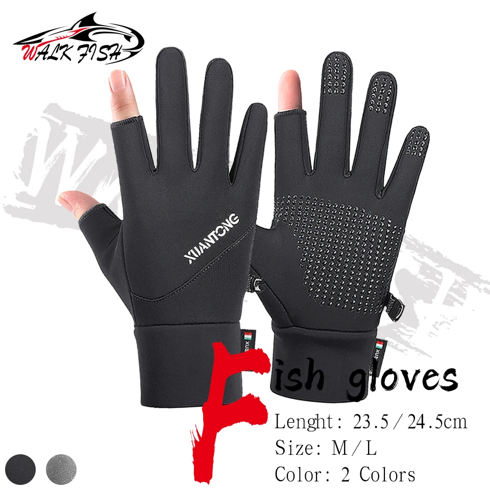 WALK FISH 1Pair Summer UV Protection Gloves Two-Fingerless Non-Slip Gloves Men Women Breathable Gloves Driving Cycling Climbing