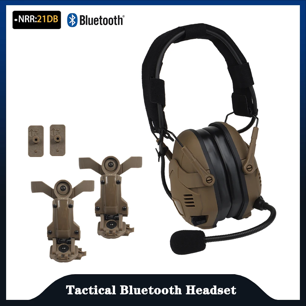 Helmet&Wearable Dual Purpose Tactical Bluetooth Headset/Hunting Shooting Sports Electronic Noise Reduction&Sound Pickup Earmuffs