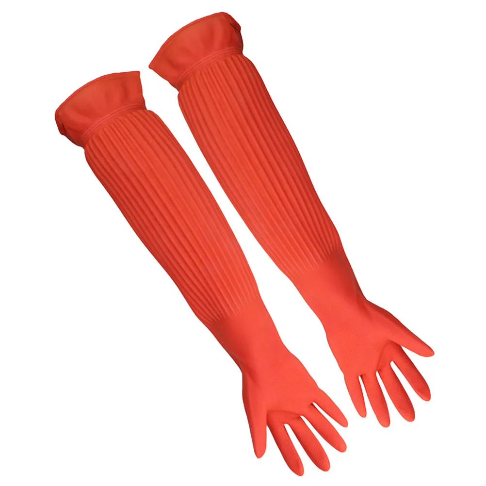 

Lengthen Latex Gloves Thick Wear-Resistant Waterproof Household Gloves for Dishwashing Kitchen Cleaning Multi-Scenario Use