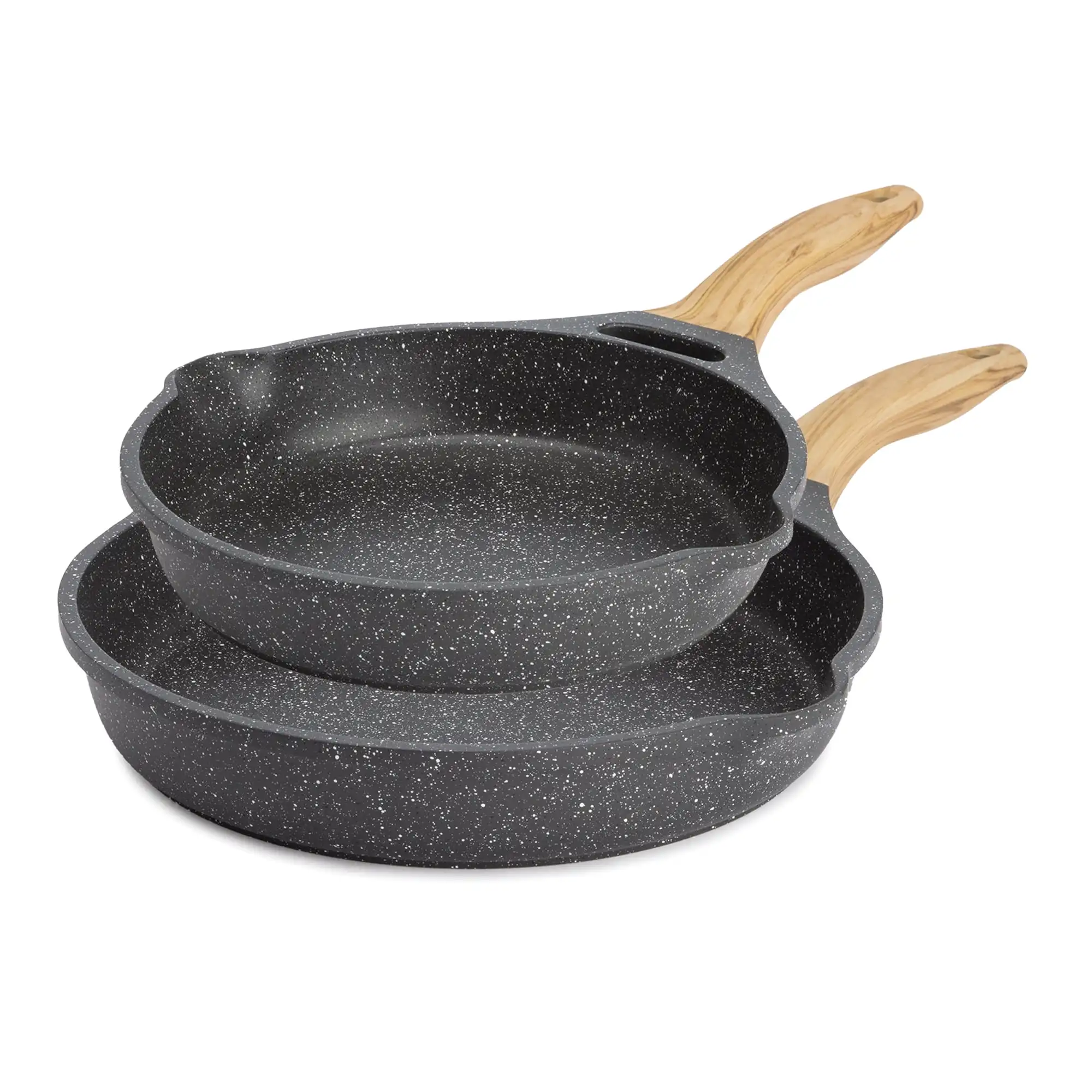 

The Charcoal Speckle 2-Piece Prairie Signature Cast Aluminum Fry Pan Set, 10" & 12", Dishwasher Safe