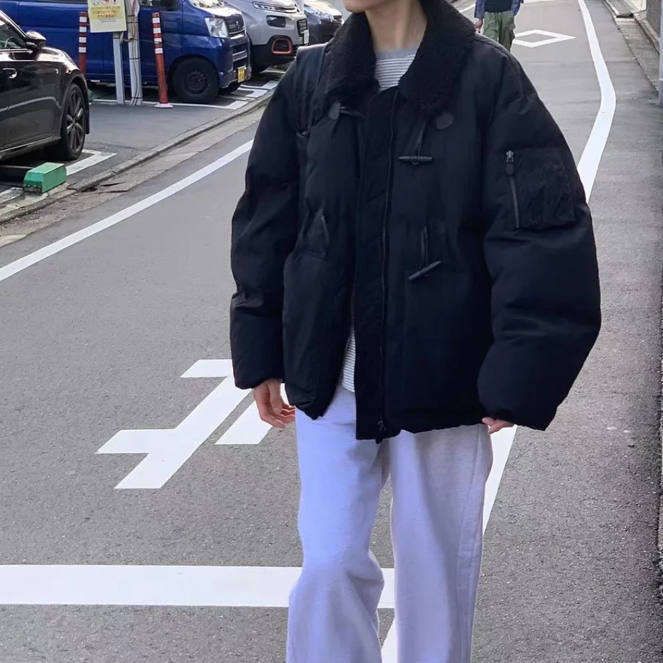 Calor leve ort sle inverno puffer jaet auto serviço 2025 cor gola de sangue design de botão commute faion