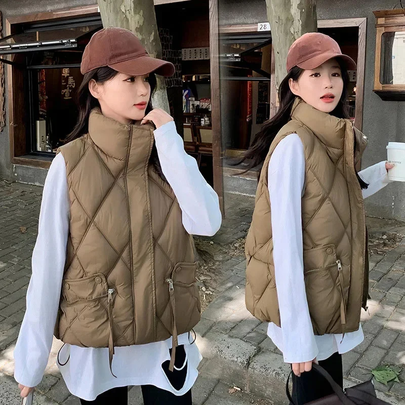

Women Jacket Fashion Korean Vest Coats Female New 2026 Autumn Winter Warm Sleeveless Parkas Waistcoat Ladies Casual Top