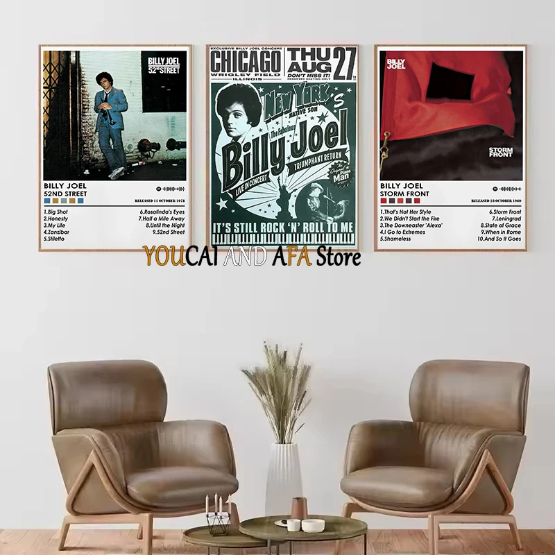 Billy Joel Album Music Cover Music Gift Billy Joel Glass Houses 52nd Street Album Poster Canvas Painting Wall Picture Home Decor