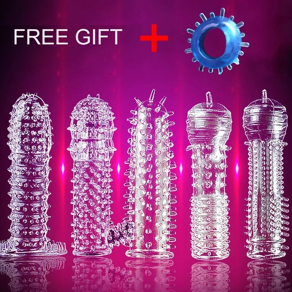 

Penis Sleeve Reusable Condoms Delay Ejaculation Sex Toys for Men G Spot Stimulation Safer Contraception Cock Ring Extender