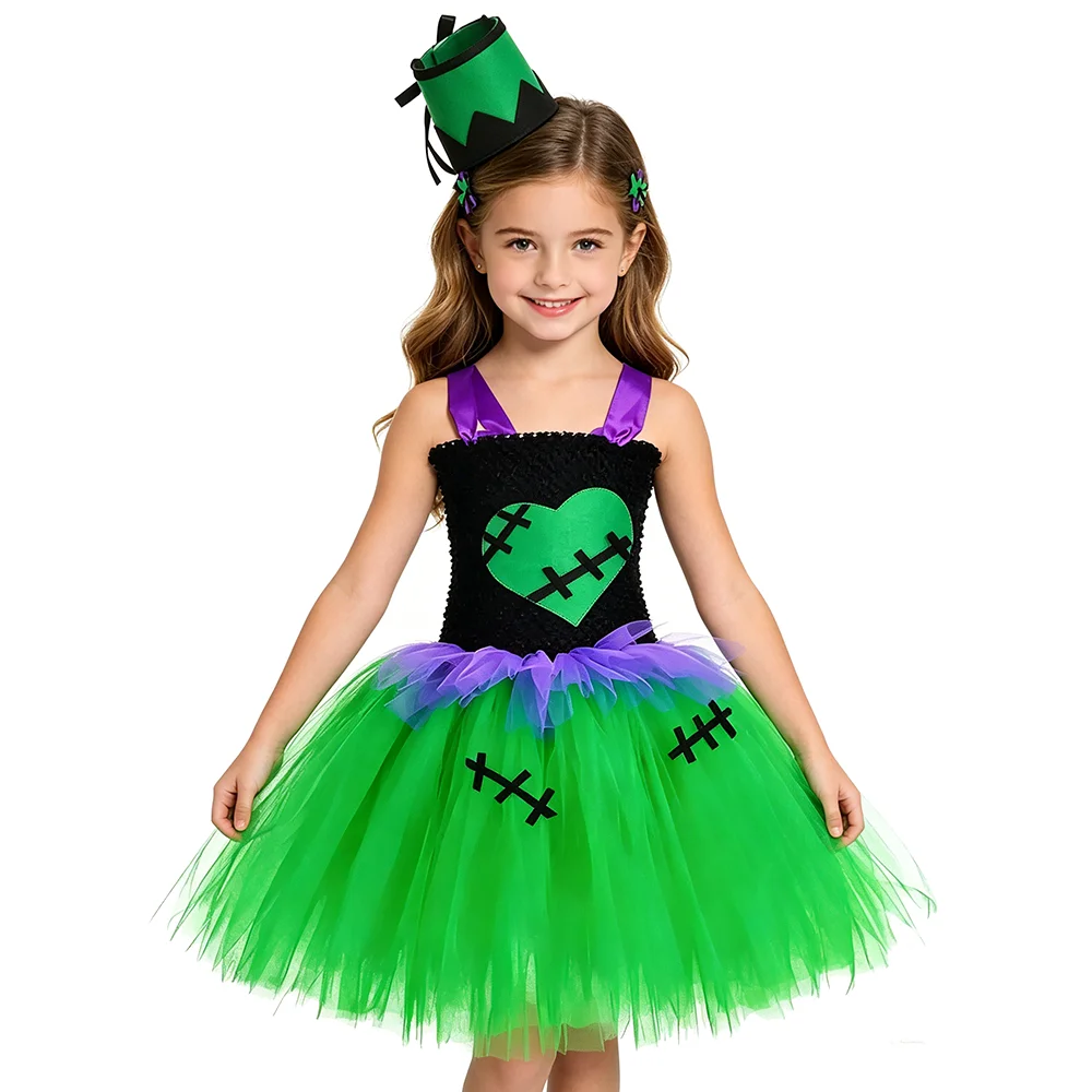

Broken Voodoo Doll Costumes for Girls Scary Halloween Fancy Tutu Dress for Kids Carnival Party Disguise Outfit Creepy Clothes