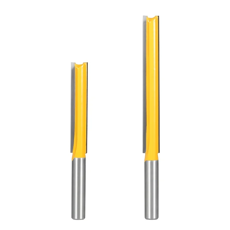 8mm Shank Straight Router Bit - Extra Long Double Flute Wood Trimming Cutter for Smooth Edge & Hole Expansion